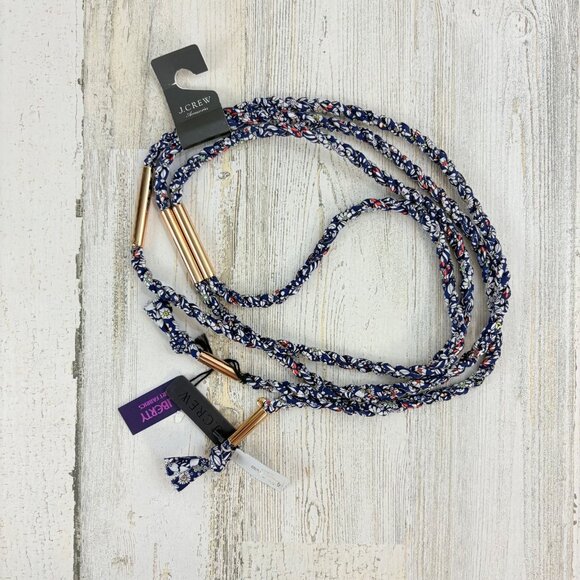 J Crew Liberty London Fabrics Junes Meadow Lawn Blue Lariat Belt NWT - Picture 1 of 9